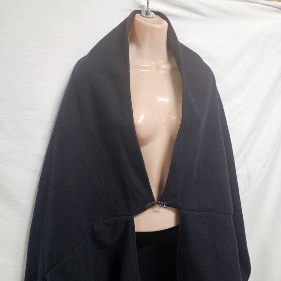 Anthropologie Gabriel for Sach Wool Poncho Coat Women One Size Navy Blue - Picture 2 of 14
